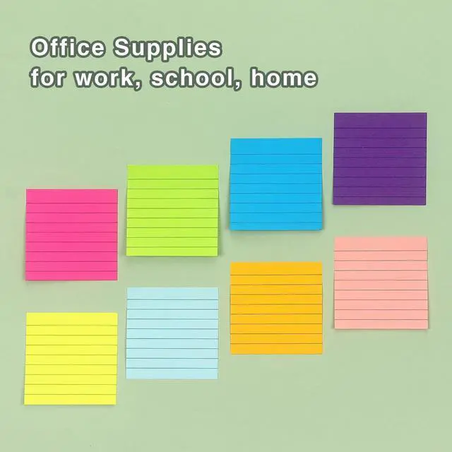 Alt view image 6 of 7 - Eastern Wolf Lined Sticky Notes 3x3in, 8 Pads, Bright Colors, 85 Sheets/Pad | Self-Stick & Removable, Office/School/Home Use