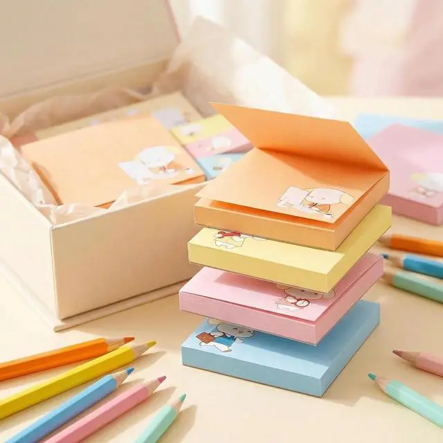 Alt view image 6 of 7 - Cute Kawaii Puppy Sticky Notes 3x3 Inch 4 Pads 80 Sheets Memo Pads | 4 pads Puppy kawaii sticky notes, strong residue-free adhesive, for school office home note taking reminders