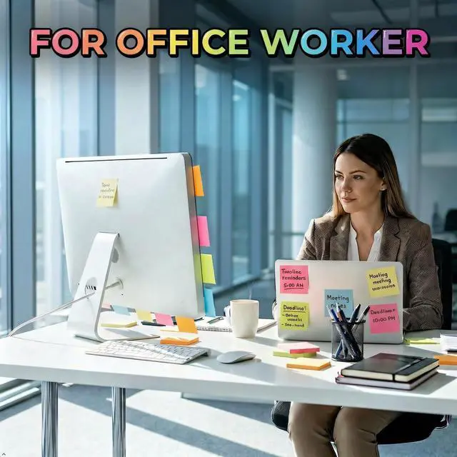 Alt view image 4 of 7 - (16 Pack) Sticky Notes 3x3, Self-Stick Pads Bright Colors Sticky Note | Recyclable, Easy to Stick for Home, Office, Notebook