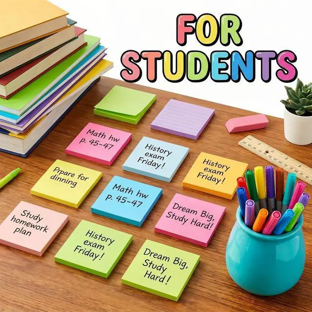 Alt view image 3 of 7 - (16 Pack) Sticky Notes 3x3, Self-Stick Pads Bright Colors Sticky Note | Recyclable, Easy to Stick for Home, Office, Notebook