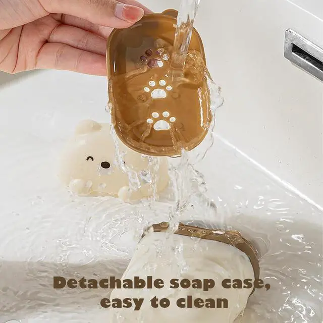 Alt view image 4 of 7 - 3 Pack Cute Travel Soap Case, Leakproof Soap Container with Lid, Bear Shape | Portable Bar Soap Holder for Traveling, Soap Dish for Bathroom, Draining Soap Holder with Covers for Gym Shower Outdoor