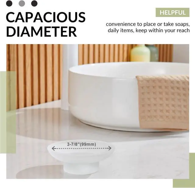 Alt view image 4 of 7 - Aomasi Glass Round Soap Holder for Bathroom Shower Sink, Frosted | Substantial Glass Soap Dishes, Anti-slip Thickened Base, Sponges & Brushes Storage, Easy to Clean, Smooth Round Edges