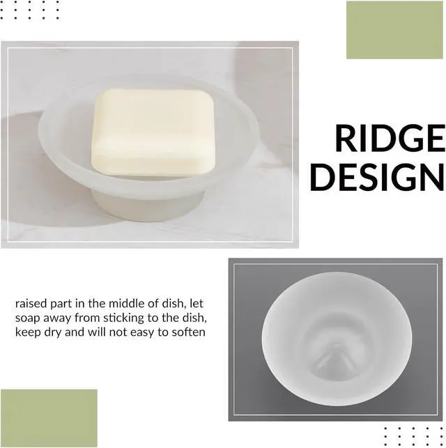 Alt view image 5 of 7 - Aomasi Glass Round Soap Holder for Bathroom Shower Sink, Frosted | Substantial Glass Soap Dishes, Anti-slip Thickened Base, Sponges & Brushes Storage, Easy to Clean, Smooth Round Edges