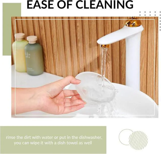 Alt view image 7 of 7 - Aomasi Glass Round Soap Holder for Bathroom Shower Sink, Frosted | Substantial Glass Soap Dishes, Anti-slip Thickened Base, Sponges & Brushes Storage, Easy to Clean, Smooth Round Edges