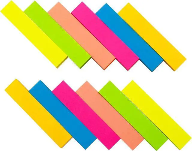 Main image of Sticky Notes, 0.6x3 Inch, 1200 Sheets Self-Stick Notes, Easy to Post for School, Office, Notebook, Bright Colors Assorted, 100 Sheets/Pad