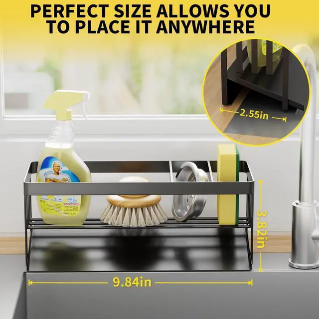 Alt view image 7 of 7 - Kitchen Sink Caddy Organizer for Kitchen Countertop Organizers Black | 304 Stainless Steel, Removable Drip Tray, Home Decor Accessories