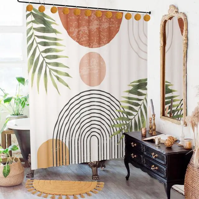 Alt view image 3 of 6 - Boho Shower Curtain Hooks, CHICTIE Artificial Rattan Decorative Shower Curtain Rings, Rustic Farmhouse Shower Hooks for Shower Curtain Rods Bathroom Rustproof Shower Hooks Hangers Set of 12