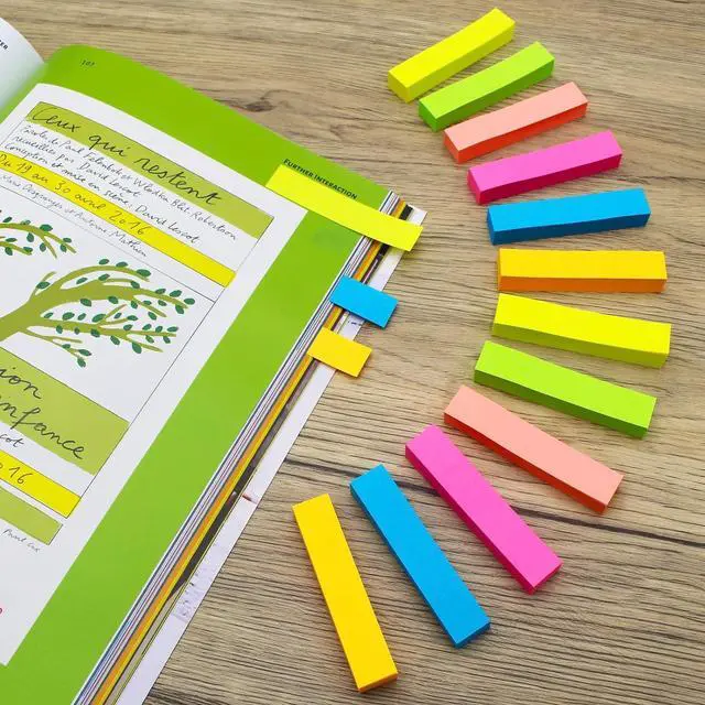 Alt view image 2 of 7 - Sticky Notes, 0.6x3 Inch, 1200 Sheets Self-Stick Notes, Easy to Post for School, Office, Notebook, Bright Colors Assorted, 100 Sheets/Pad