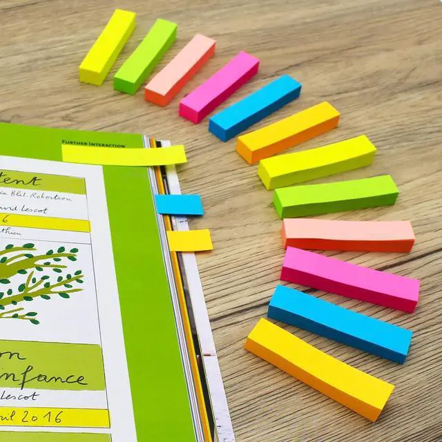 Alt view image 7 of 7 - Sticky Notes, 0.6x3 Inch, 1200 Sheets Self-Stick Notes, Easy to Post for School, Office, Notebook, Bright Colors Assorted, 100 Sheets/Pad