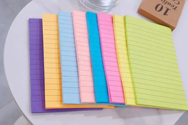 Alt view image 5 of 7 - (8 Pads) Lined Sticky Notes 4x6 in, 8 Bright Colors, Self-Stick Note Pads | Large Notepads with Lines, Super Sticky, 40 Sheets/Pad, Easy to Post for Office, Home & School