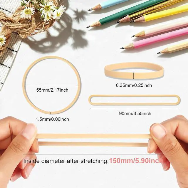 Alt view image 2 of 7 - 150Pcs Rubber Bands Size #64 Rubberbands Elastics Rubber Bands Office Home | Size #64 Rubber Bands for Office Supplies School Home Elastic Bands Thin #64 Rubber Band for Office Supply File Folder