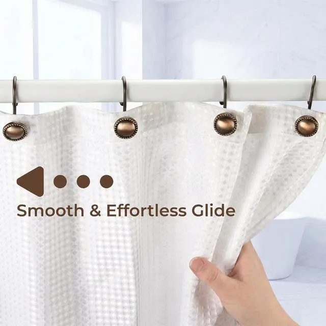 Alt view image 5 of 7 - Shower Curtain Hooks,Rust-Resistant Decorative Rings,12-Pack,Bronze | Heavy-Duty Metal Construction,Smooth Glide,Circular Design,Bathroom Accessories,Fits Standard Shower Rods