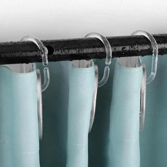 Alt view image 5 of 7 - 48Pcs Plastic Shower Curtain Hooks C Shaped Shower Curtain Clear Rings