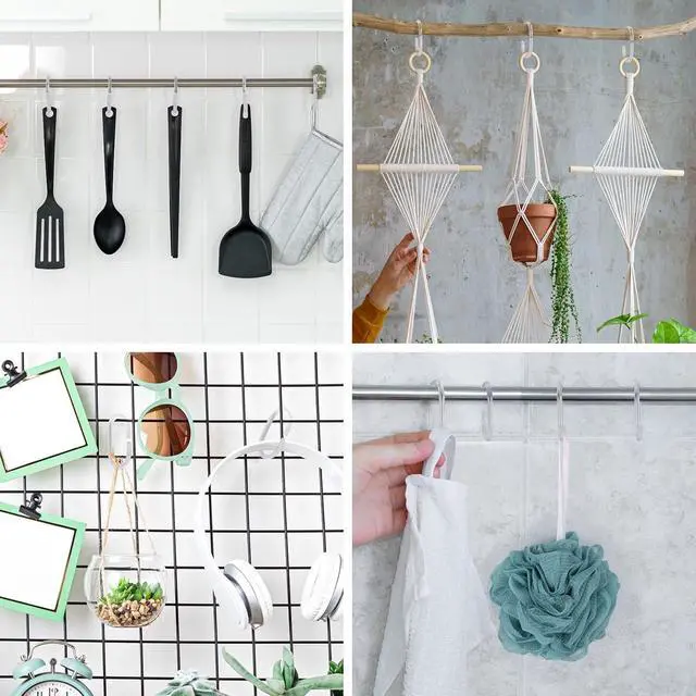 Alt view image 7 of 7 - 48Pcs Plastic Shower Curtain Hooks C Shaped Shower Curtain Clear Rings