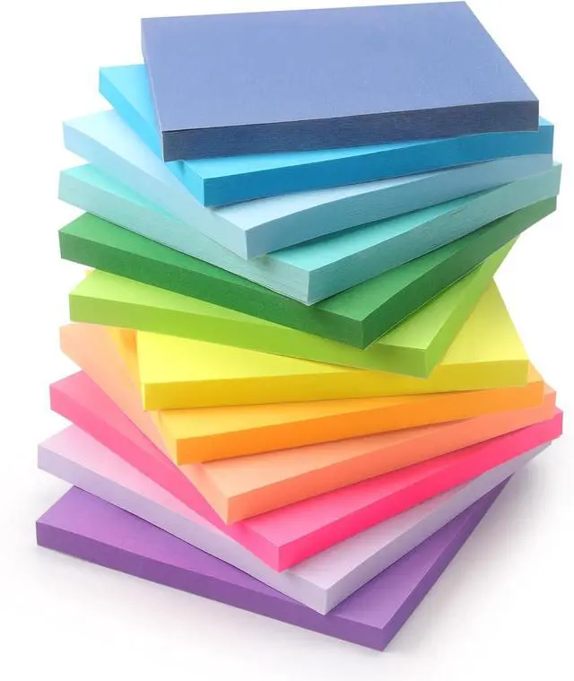Main image of OSBOO Sticky Notes 3x3 with 12 Pack Bright Colors, 50 Sheets/Pad | Bright Colors Self-Stick Notes Pads, Bulk Pack of 600 Sheets, Easy to Stick and Remove, Perfect for Office, School and Home