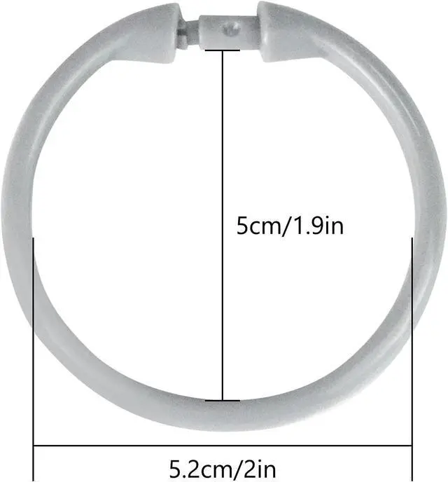 Alt view image 3 of 7 - Shower Curtain Rings-12 Pack- Plastic Shower Curtain Hooks O-Shaped Rings Hook Glide Easily on Bathroom Shower Rod(Grey)
