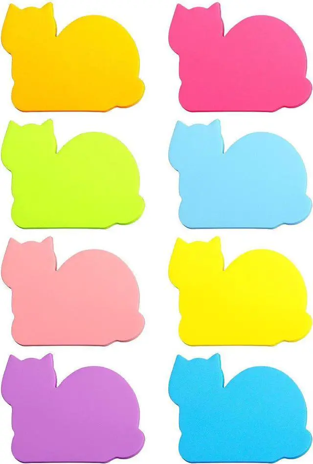 Alt view image 3 of 3 - SIMONA Cute Cat Sticky Notes 8 Pads, 600 Sheets | Bright Colors, 3×3 inch Size, Cat Shape Self-Sticky Note Pads for Office, School, Home and Cat Lover Gifts
