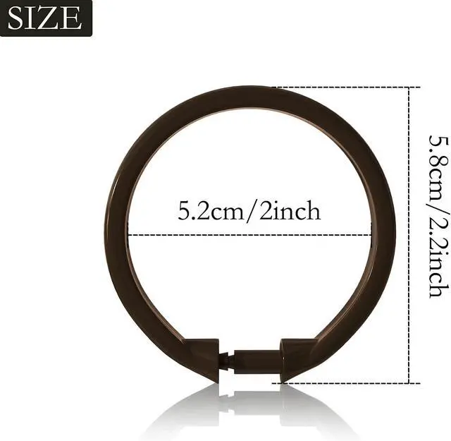 Alt view image 6 of 7 - Shower Curtain Rings-12 Pack- Plastic Shower Curtain Hooks O-Shaped Rings Hook Glide Easily on Bathroom Shower Rod(Bronze)
