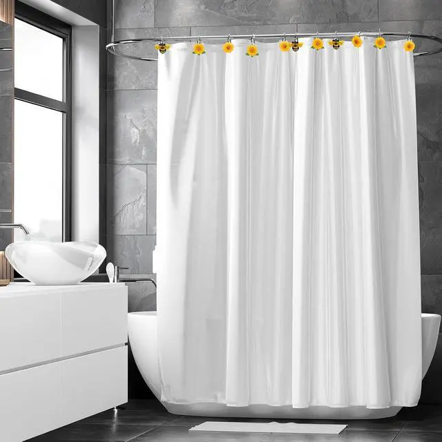 Alt view image 6 of 7 - Whaline 12Pcs Summer Bee Shower Curtain Hooks Yellow Sunflower Honey Bee Decorative Resin Curtain Hanger Hooks Rings for Spring Holiday Bathroom Ornament Decoration Supplies, 3 Designs
