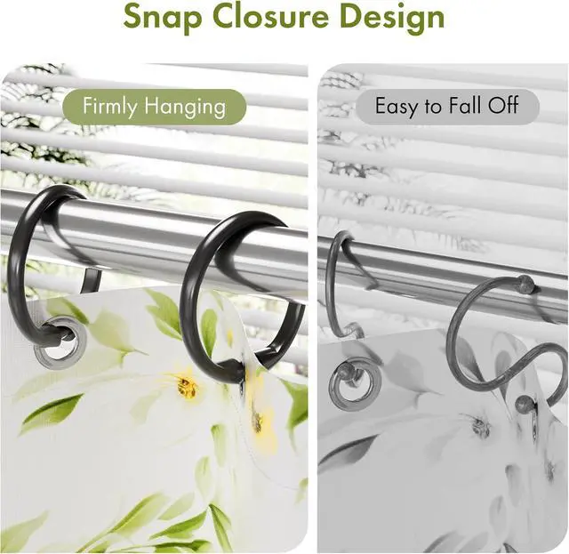 Alt view image 4 of 7 - Amazer Shower Curtain Hooks Rings, 24 Pcs Black Shower Curtain Hooks, O Shape Shower Curtain Rings, Easy to Snap Closure Plastic Shower Hooks for Shower Curtain and Liner Bathroom