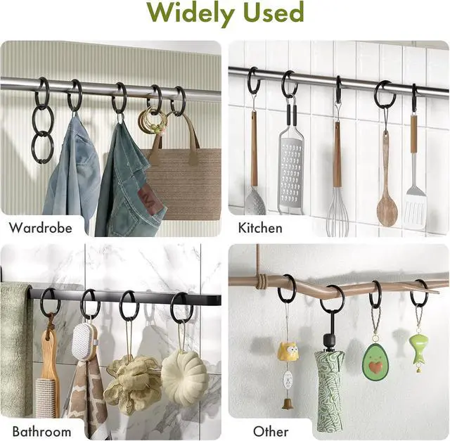 Alt view image 7 of 7 - Amazer Shower Curtain Hooks Rings, 24 Pcs Black Shower Curtain Hooks, O Shape Shower Curtain Rings, Easy to Snap Closure Plastic Shower Hooks for Shower Curtain and Liner Bathroom