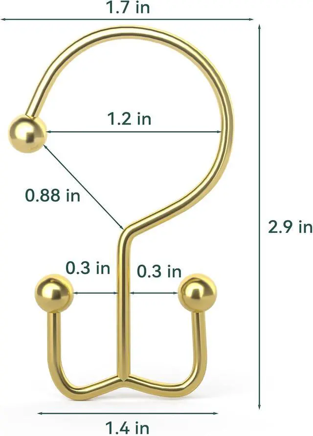 Alt view image 3 of 7 - Goowin Shower Curtain Hooks, 12 Pcs Shower Curtain Rings, Durable Gold Shower Curtain Hooks, Double Glide Shower Curtain Rings Rust Proof, Simple Shower Hooks for Shower Curtain & Liner, Gold
