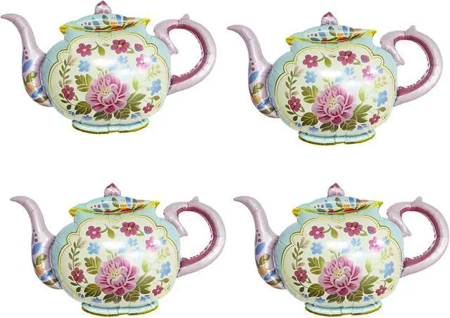 Main image of 4PCS Tea Foil Balloons 35Inch Teapot Aluminum Mylar Balloons for Birthday, Bridal, Engagement, Bachelorette, Let's Par Tea Garden Party Decorations
