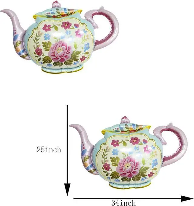 Alt view image 2 of 5 - 4PCS Tea Foil Balloons 35Inch Teapot Aluminum Mylar Balloons for Birthday, Bridal, Engagement, Bachelorette, Let's Par Tea Garden Party Decorations