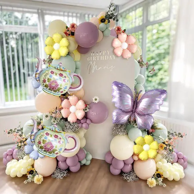 Alt view image 4 of 5 - 4PCS Tea Foil Balloons 35Inch Teapot Aluminum Mylar Balloons for Birthday, Bridal, Engagement, Bachelorette, Let's Par Tea Garden Party Decorations
