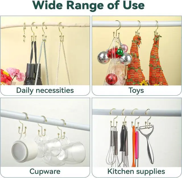 Alt view image 7 of 7 - Goowin Shower Curtain Hooks, 12 Pcs Shower Curtain Rings, Durable Gold Shower Curtain Hooks, Double Glide Shower Curtain Rings Rust Proof, Simple Shower Hooks for Shower Curtain & Liner, Gold