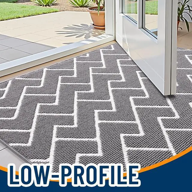 Alt view image 3 of 7 - OLANLY Front Door Mat, Non-Slip Rubber Backing, Dirt Resistant and Absorbent, Washable, Easy to Clean Low-Profile Indoor Doormat for Back Door, Entryway, Inside Entrance, 32x20, Grey