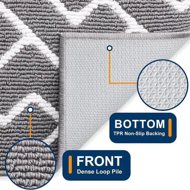 Alt view image 4 of 7 - OLANLY Front Door Mat, Non-Slip Rubber Backing, Dirt Resistant and Absorbent, Washable, Easy to Clean Low-Profile Indoor Doormat for Back Door, Entryway, Inside Entrance, 32x20, Grey