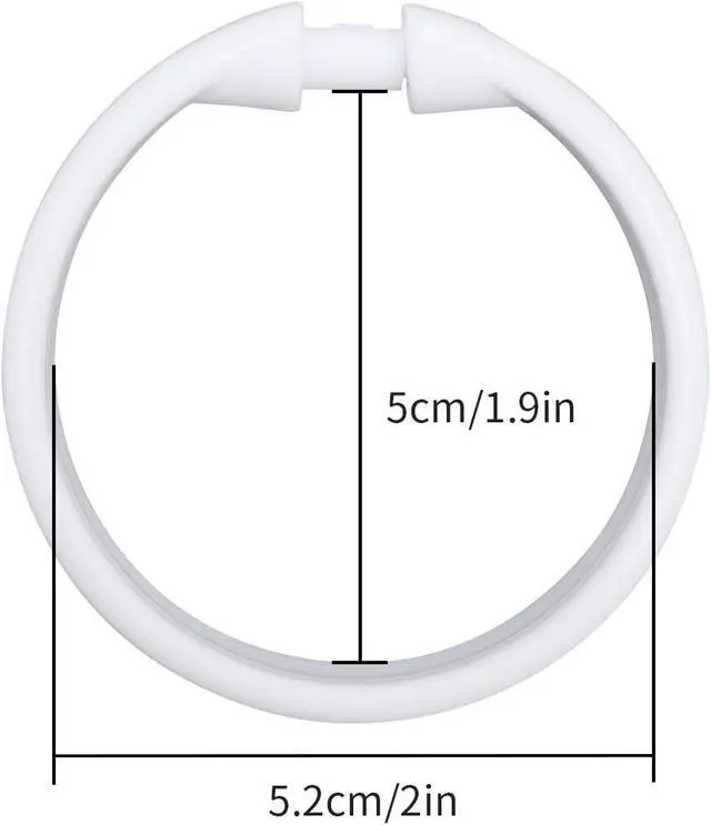 Alt view image 3 of 7 - Shower Curtain Rings-12 Pack- Plastic Shower Curtain Hooks O-Shaped Rings Hook Glide Easily on Bathroom Shower Rod(White)