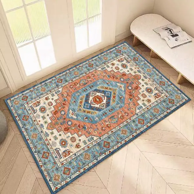 Main image of 1.6x2.6 Small Area Rug, Washable Non-Slip for Entryway Orange | Machine washable, stain resistant, low pile. Ideal living room doormat for hallway, bathroom, bedroom, laundry and decor.
