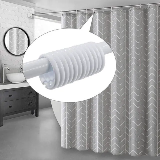Alt view image 7 of 7 - Shower Curtain Rings-12 Pack- Plastic Shower Curtain Hooks O-Shaped Rings Hook Glide Easily on Bathroom Shower Rod(White)