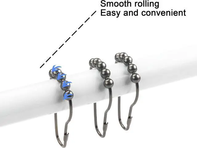 Alt view image 6 of 7 - Shower Curtain Hooks Rings, Rustproof Metal Shower Curtain Rings for Bathroom Shower Rods Curtains - Set of 12, Black Nickel