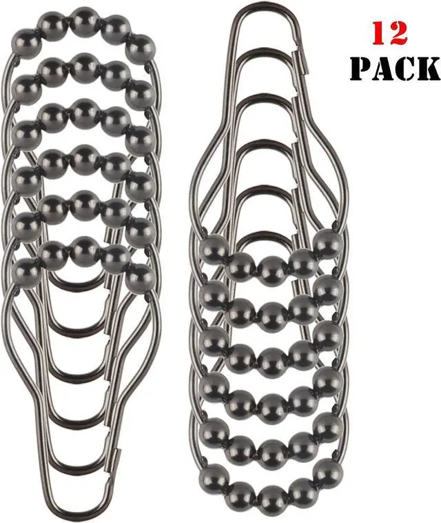 Alt view image 7 of 7 - Shower Curtain Hooks Rings, Rustproof Metal Shower Curtain Rings for Bathroom Shower Rods Curtains - Set of 12, Black Nickel