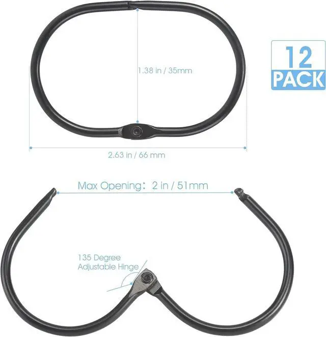 Alt view image 5 of 7 - Goowin Shower Curtain Rings, Metal Black Shower Curtain Hooks, Oval Snap Shower Rings for Curtain, Shower Curtain Rings Rust Proof, Glide Smoothly Shower Hooks for Shower Curtain Rod (Black)