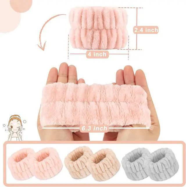 Alt view image 5 of 6 - 6Pcs Women's Wrist Bands for Washing Face, Wrist Towels | Sweatbands for Girls, Microfiber Spa Wash Towel Band, Face Washing Absorbent Wristbands, Prevent Water from Your Arms