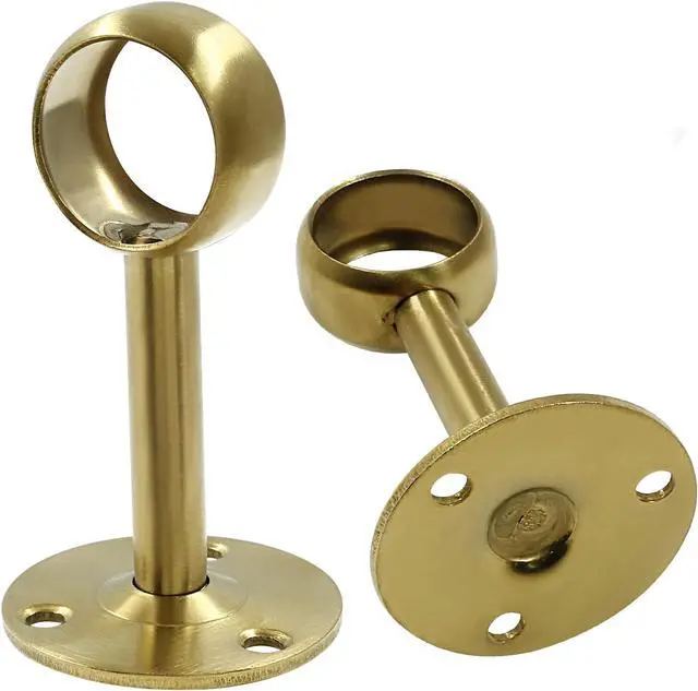 Alt view image 5 of 5 - Biaungdo 1 Inch Curtain Rod Ceiling-Mount Bracket, Gold | Stainless Steel, Flange Rod Holder, Shower Curtain Closet Rod Holder, With Anchor Screw Kit, 8Pcs