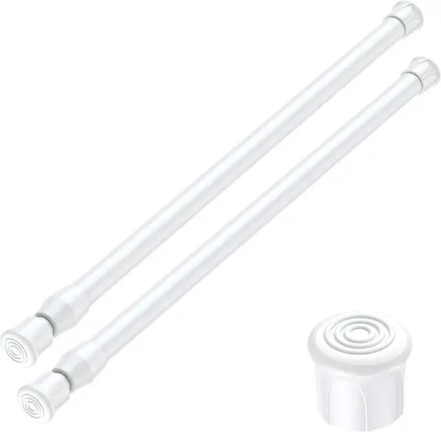 Main image of AIZESI 2PCS White Tension Rod 17 to 28 Inch Small Curtain Rod | Adjustable Spring Curtain Rod No Drilling, Spring Tension Rods for Window DIY Projects Cupboard Wardrobe Short Tension Rod