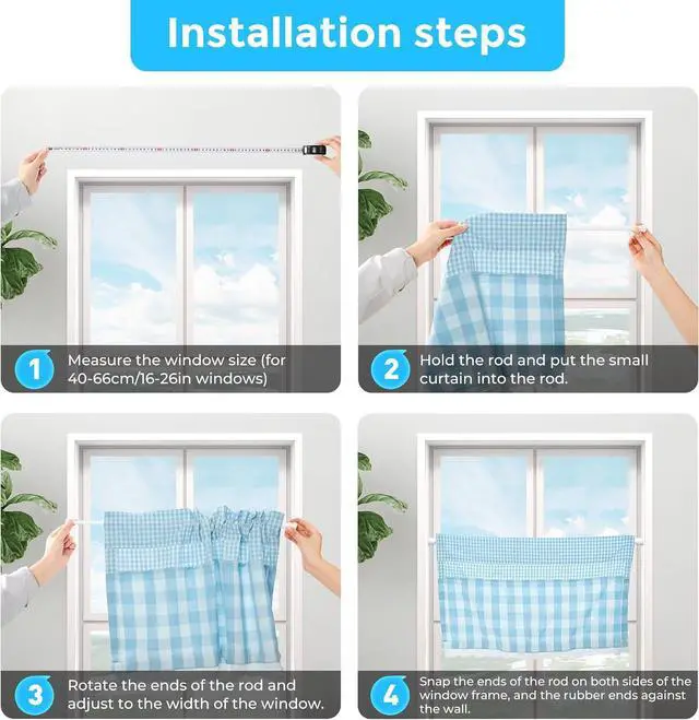 Alt view image 7 of 7 - AIZESI 2PCS White Tension Rod 17 to 28 Inch Small Curtain Rod | Adjustable Spring Curtain Rod No Drilling, Spring Tension Rods for Window DIY Projects Cupboard Wardrobe Short Tension Rod