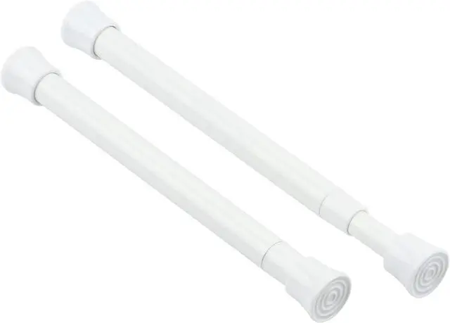 Main image of KXLife Small Spring Tension Curtain Rod 7.5 to 11.5 Inch, 2 Pack, White | Adjustable Short Tension Rod, Tension Mounted No Drill, Fit for Narrow Window, Sidelight, Cupboard Dividers