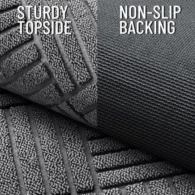 Alt view image 5 of 7 - OLANLY Front Door Mat Outside Entrance, Waterproof Heavy-Duty Doormat | 29.5x17, Grey Dirt Trapper, Stain and Fade Resistant, Non-Slip Rubber Backing, Low-Profile Indoor Outdoor Mat, Easy-Clean