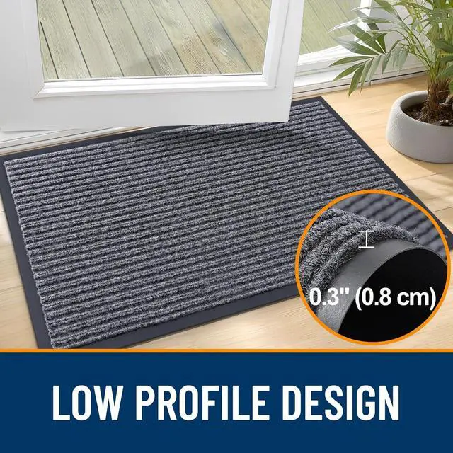 Alt view image 4 of 7 - OLANLY Front Door Mat 29.5x17, Waterproof Heavy-Duty Indoor Outdoor Doormat | Grey, Absorbent, Stain and Fade Resistant, Non-Slip Backing, Easy-Clean Welcome Floor Mat for Entryway, Patio and Porch