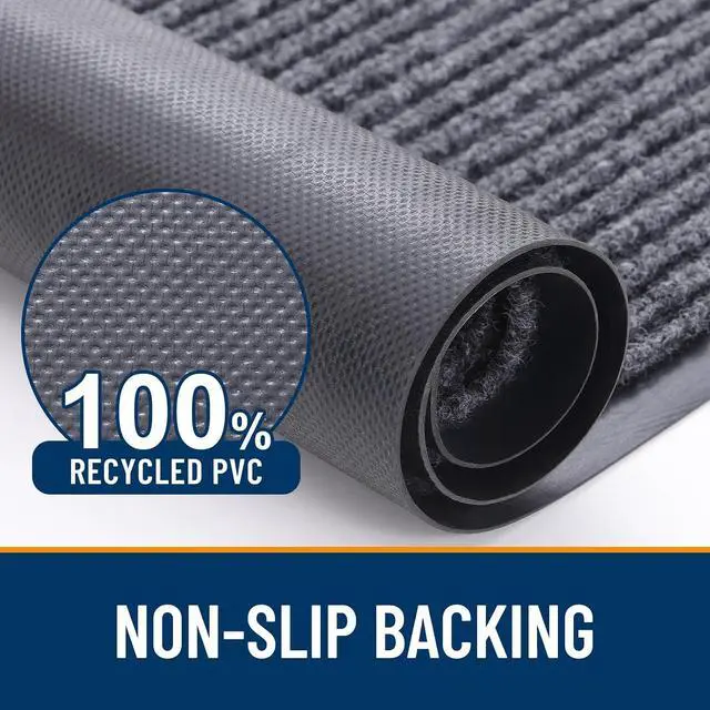 Alt view image 3 of 7 - OLANLY Front Door Mat 29.5x17, Waterproof Heavy-Duty Indoor Outdoor Doormat | Grey, Absorbent, Stain and Fade Resistant, Non-Slip Backing, Easy-Clean Welcome Floor Mat for Entryway, Patio and Porch