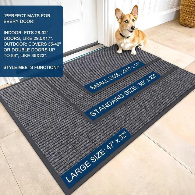 Alt view image 2 of 7 - OLANLY Front Door Mat 29.5x17, Waterproof Heavy-Duty Indoor Outdoor Doormat | Grey, Absorbent, Stain and Fade Resistant, Non-Slip Backing, Easy-Clean Welcome Floor Mat for Entryway, Patio and Porch