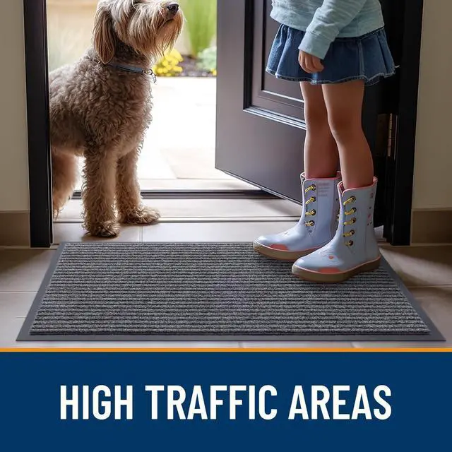 Alt view image 7 of 7 - OLANLY Front Door Mat 29.5x17, Waterproof Heavy-Duty Indoor Outdoor Doormat | Grey, Absorbent, Stain and Fade Resistant, Non-Slip Backing, Easy-Clean Welcome Floor Mat for Entryway, Patio and Porch