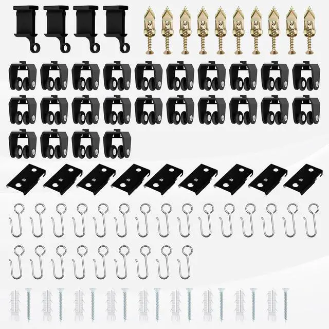 Main image of Flexible Ceiling Curtain Track Ceiling Mount, Curved Curtain Rod, Sliding Curtains Track, Room Divider, Shower Curtain Rod, Wall Divider, (Black, Accessory Pack)