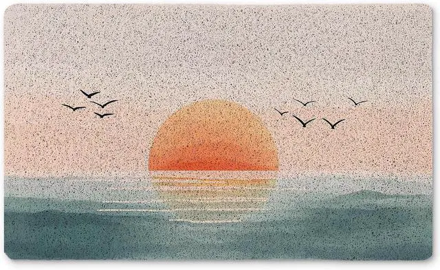 Main image of Boho Welcome Mats for Front Door, Sun Door Mat, Watercolor Abstract Sea Horizon Sunrise Sunset Doormat for Porch Outside Inside Outdoor Indoor Entrance, Boho Bath Rug, 17x30 Inches